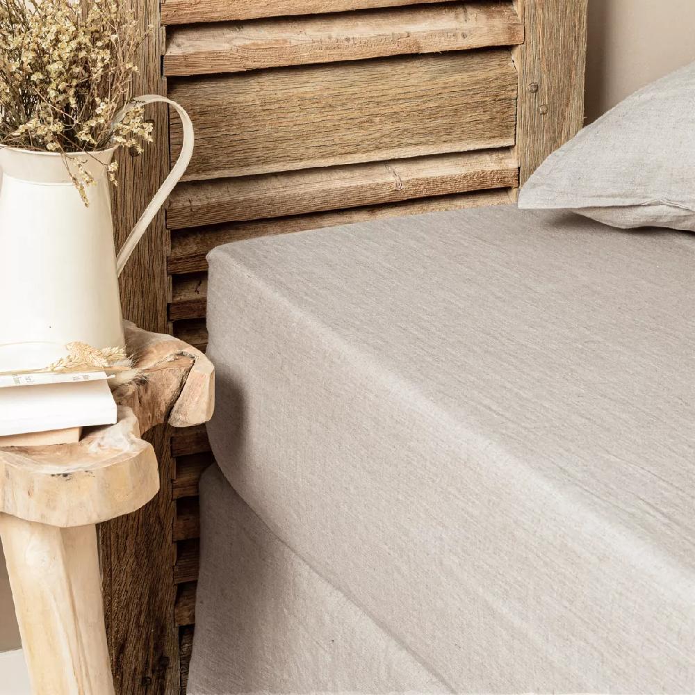 eminza Drap housse lin lavé (140 x 190 cm) Louise Beige
