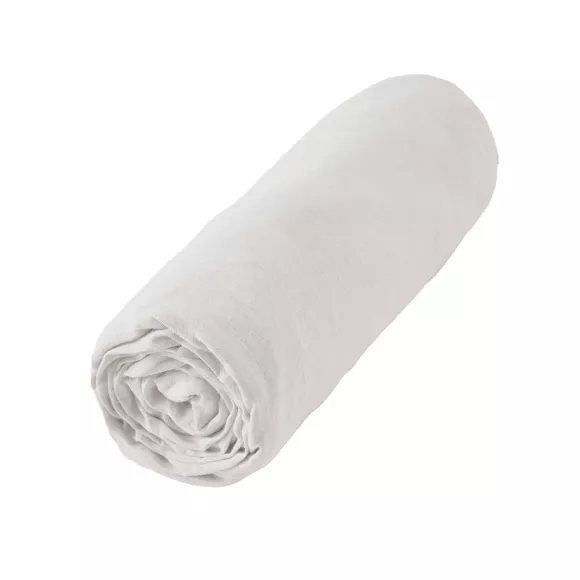 Eminza Drap Housse Lin Lavé (140 X 190 Cm) Louise Blanc