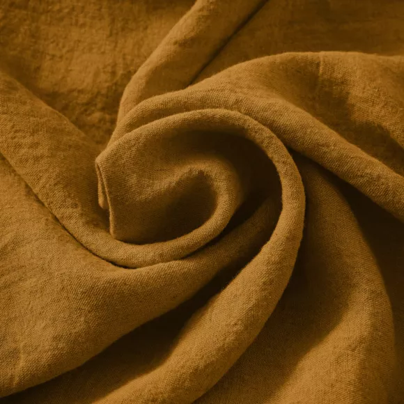 Eminza Drap Housse Lin Lavé (140 X 190 Cm) Louise Caramel