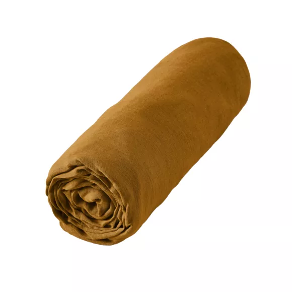 Eminza Drap Housse Lin Lavé (140 X 190 Cm) Louise Caramel