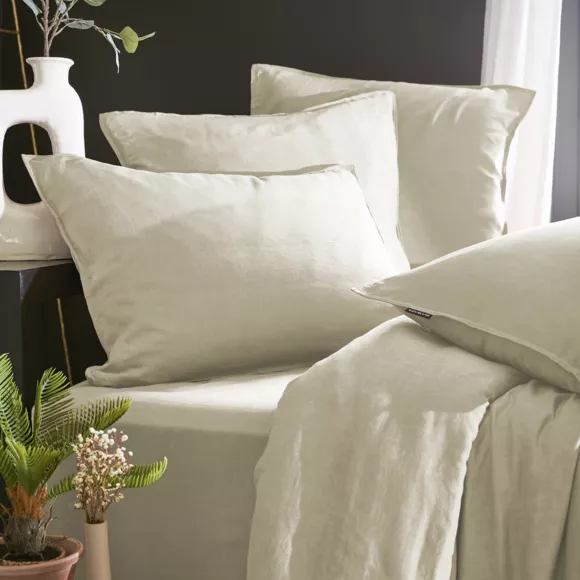 Eminza Drap Housse Lyocell Tencel™ Lavé (160 X 200 Cm) Olivia Beige Pampa