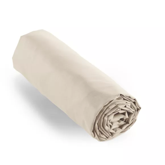 Eminza Drap Housse Percale De Coton (160 X 200 Cm) Cali Beige