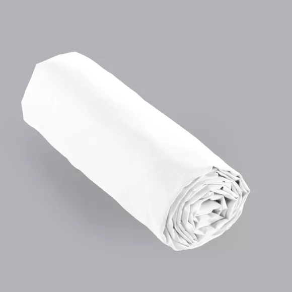 Eminza Drap Housse Percale De Coton (160 X 200 Cm) Cali Blanc