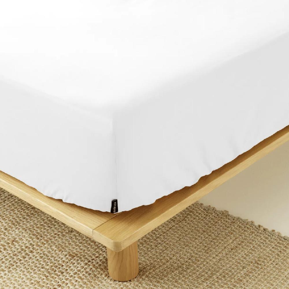 eminza Drap housse percale de coton (160 x 200 cm) Cali Blanc