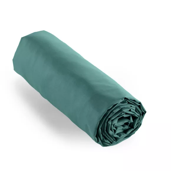 Eminza Drap Housse Percale De Coton (160 X 200 Cm) Cali Bleu Canard