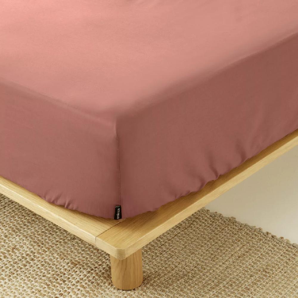 eminza Drap housse percale de coton (160 x 200 cm) Cali Bois de rose