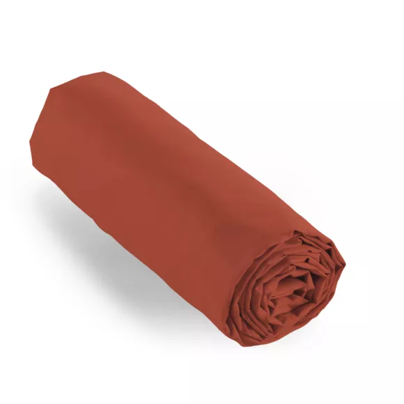 Eminza Drap Housse Percale De Coton (160 X 200 Cm) Cali Terracotta