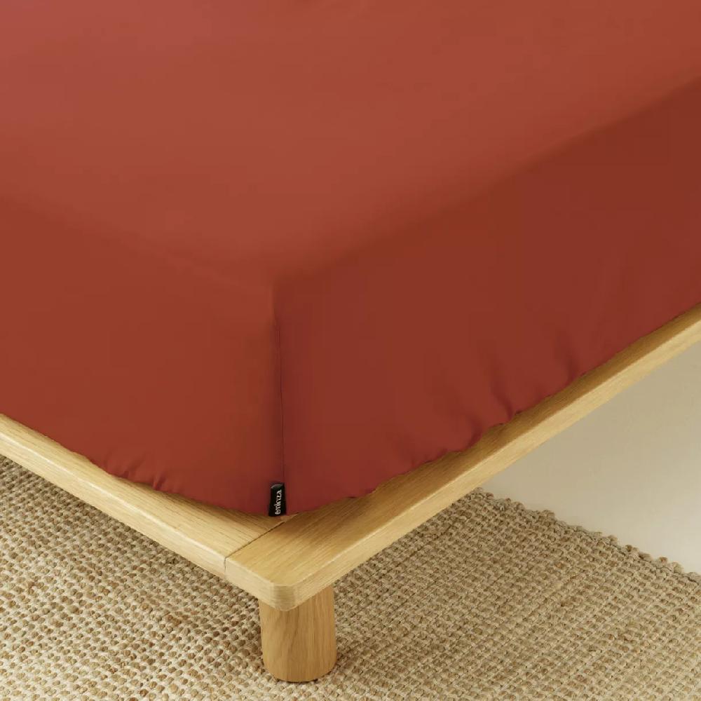eminza Drap housse percale de coton (160 x 200 cm) Cali Terracotta