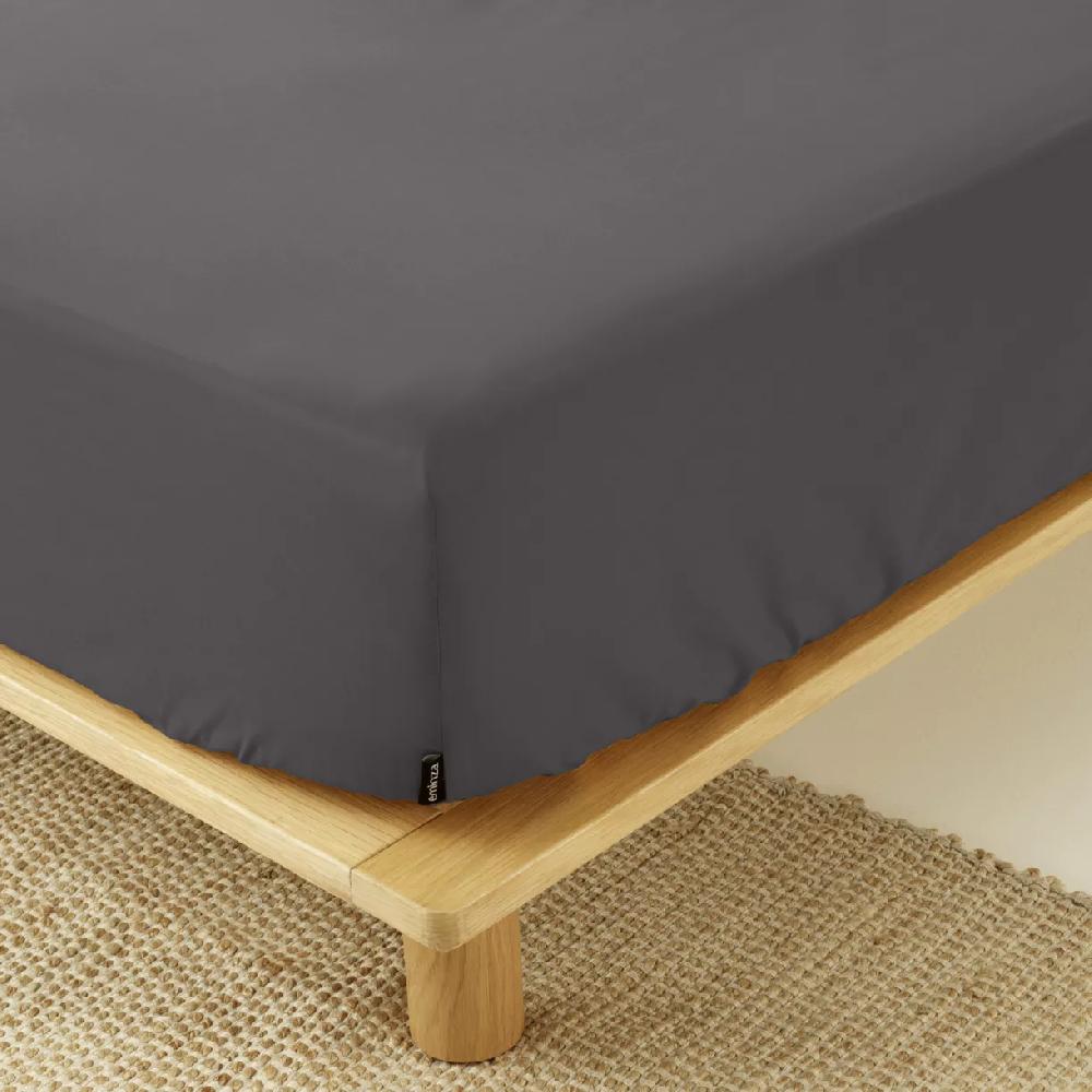 eminza Drap housse percale de coton (90 x 190 cm) Cali Gris anthracite