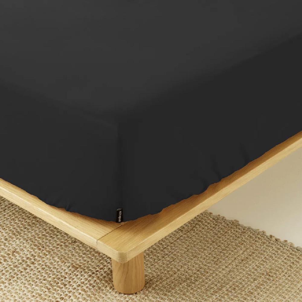 eminza Drap housse percale de coton (90 x 190 cm) Cali Noir