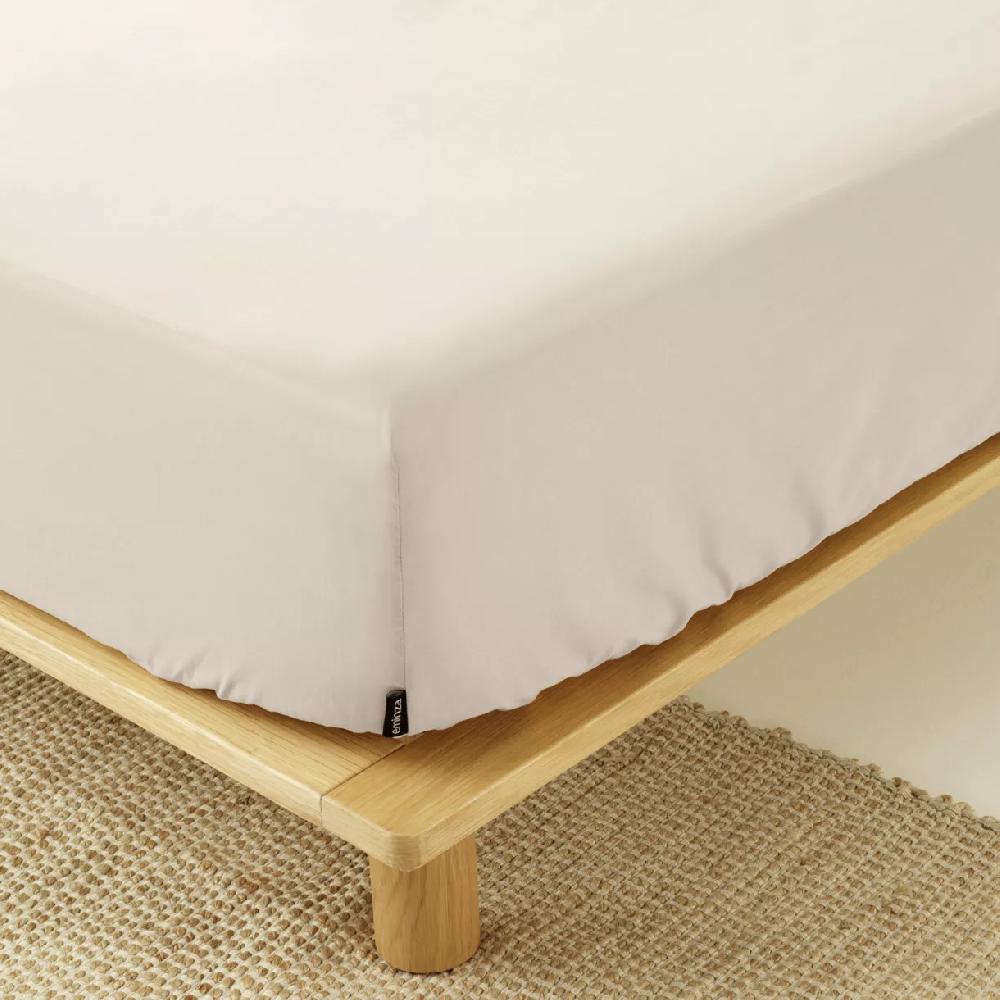 eminza Drap housse percale de coton (90 x 200 cm) Cali Beige