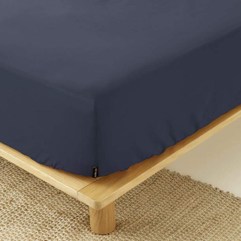 eminza Drap housse percale de coton (90 x 200 cm) Cali Bleu marine