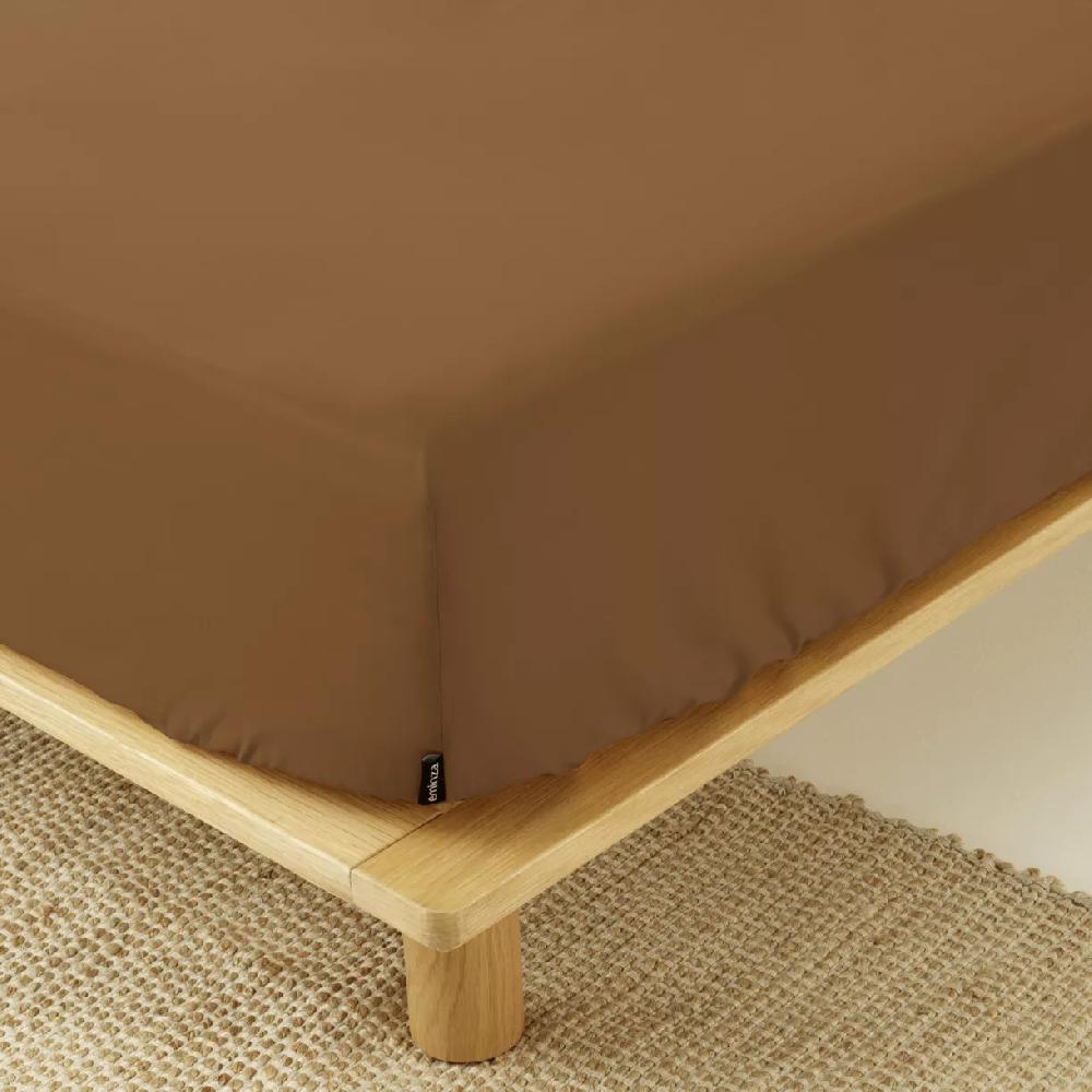 eminza Drap housse percale de coton (90 x 200 cm) Cali Cappuccino
