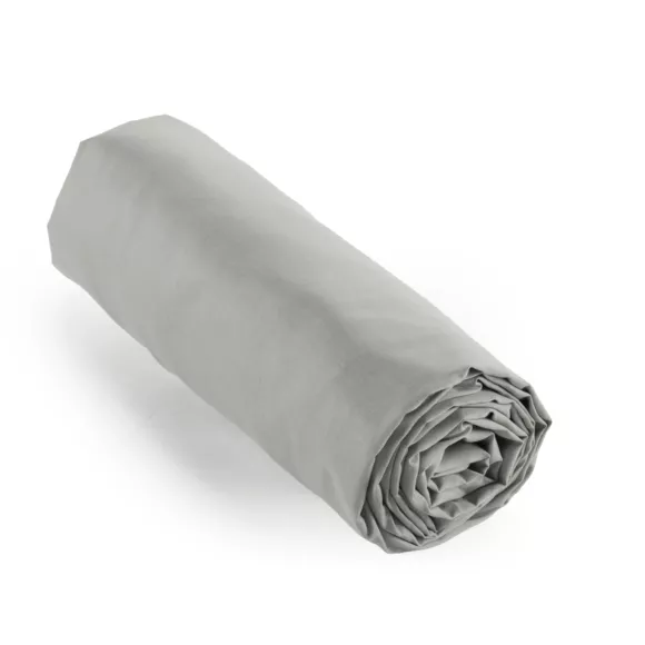 Eminza Drap Housse Percale De Coton (90 X 200 Cm) Cali Gris Clair
