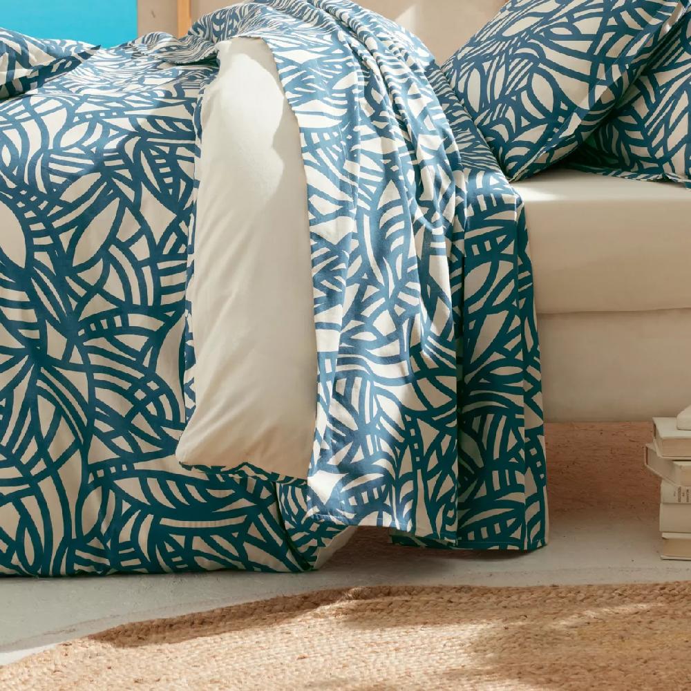 eminza Drap plat coton lavé (240 x 310 cm) Serena Bleu