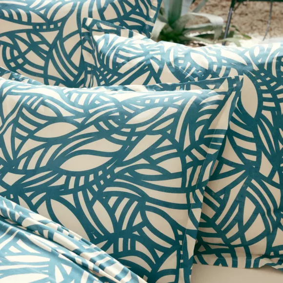 Eminza Drap Plat Coton Lavé (280 X 310 Cm) Serena Bleu