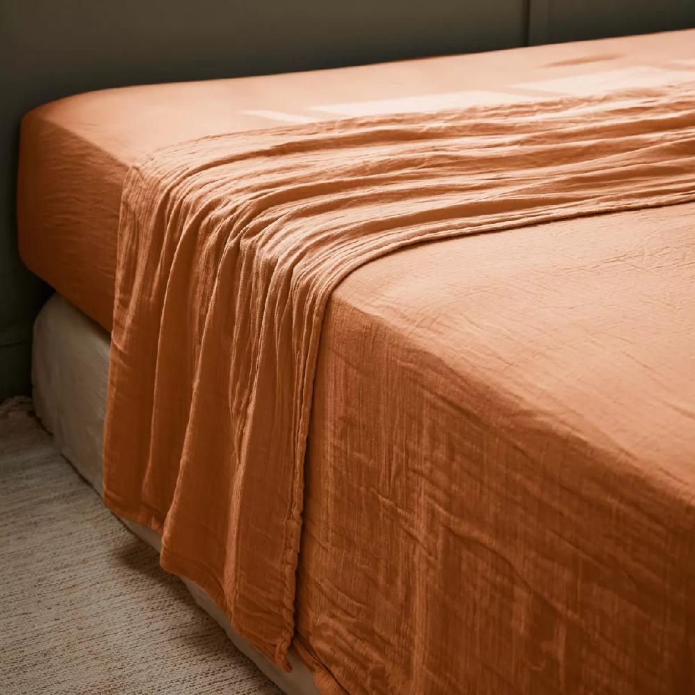eminza Drap plat gaze de coton (240 x 300 cm) Gaïa Abricot