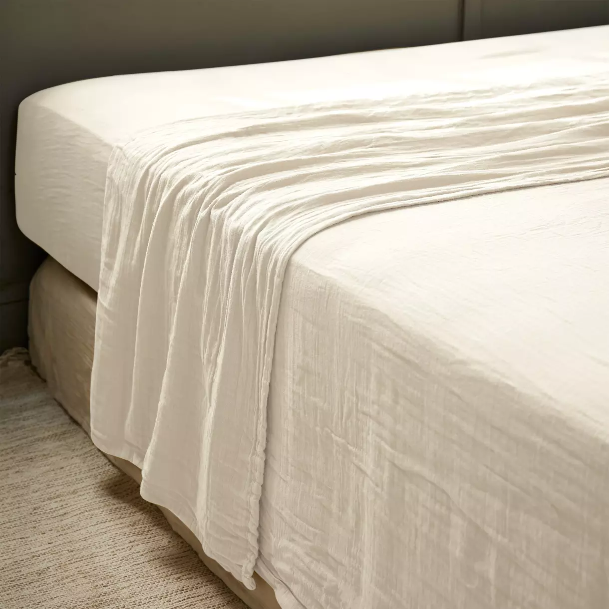 eminza Drap plat gaze de coton (240 x 300 cm) Gaïa Beige pampa