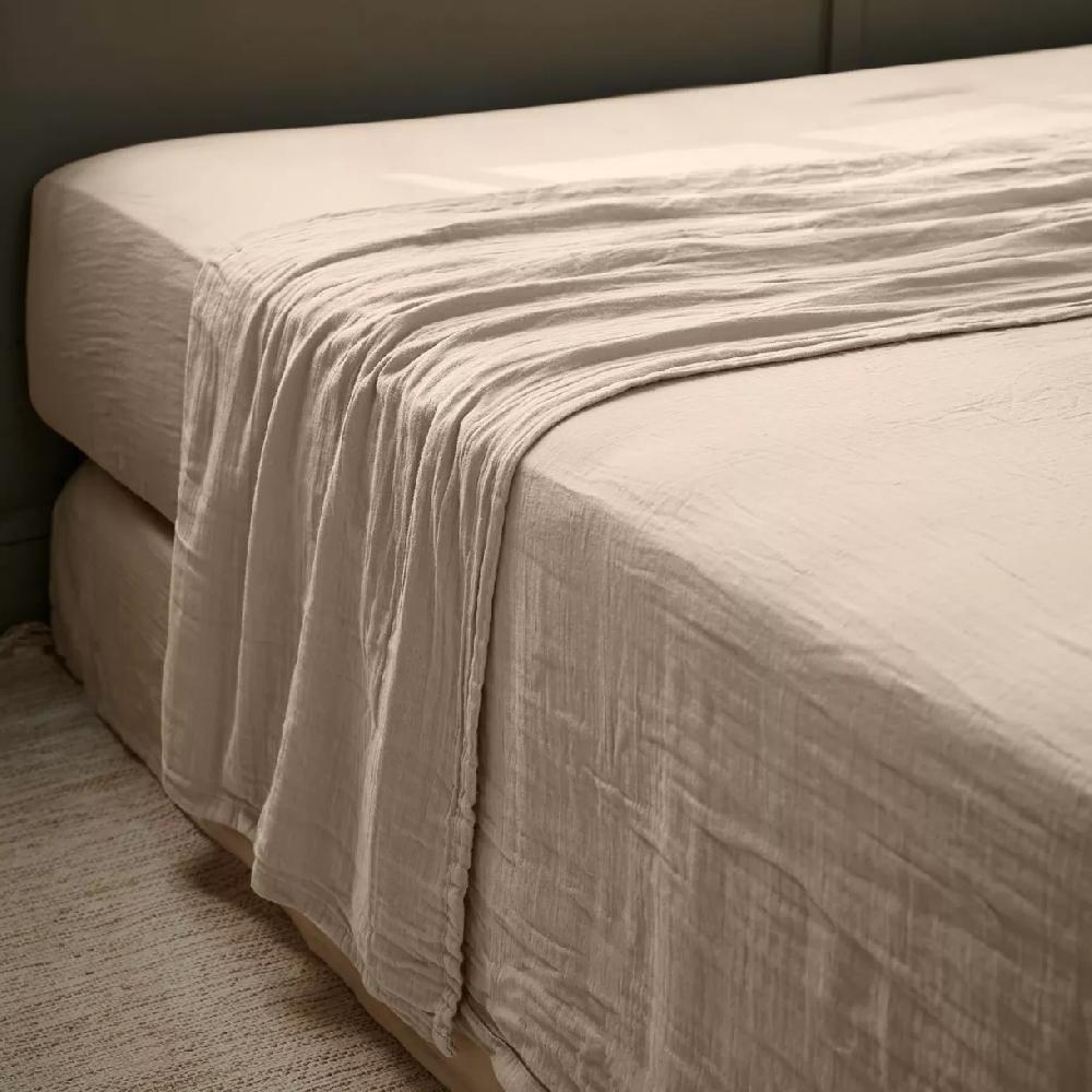 eminza Drap plat gaze de coton (270 x 300 cm) Gaïa Ficelle
