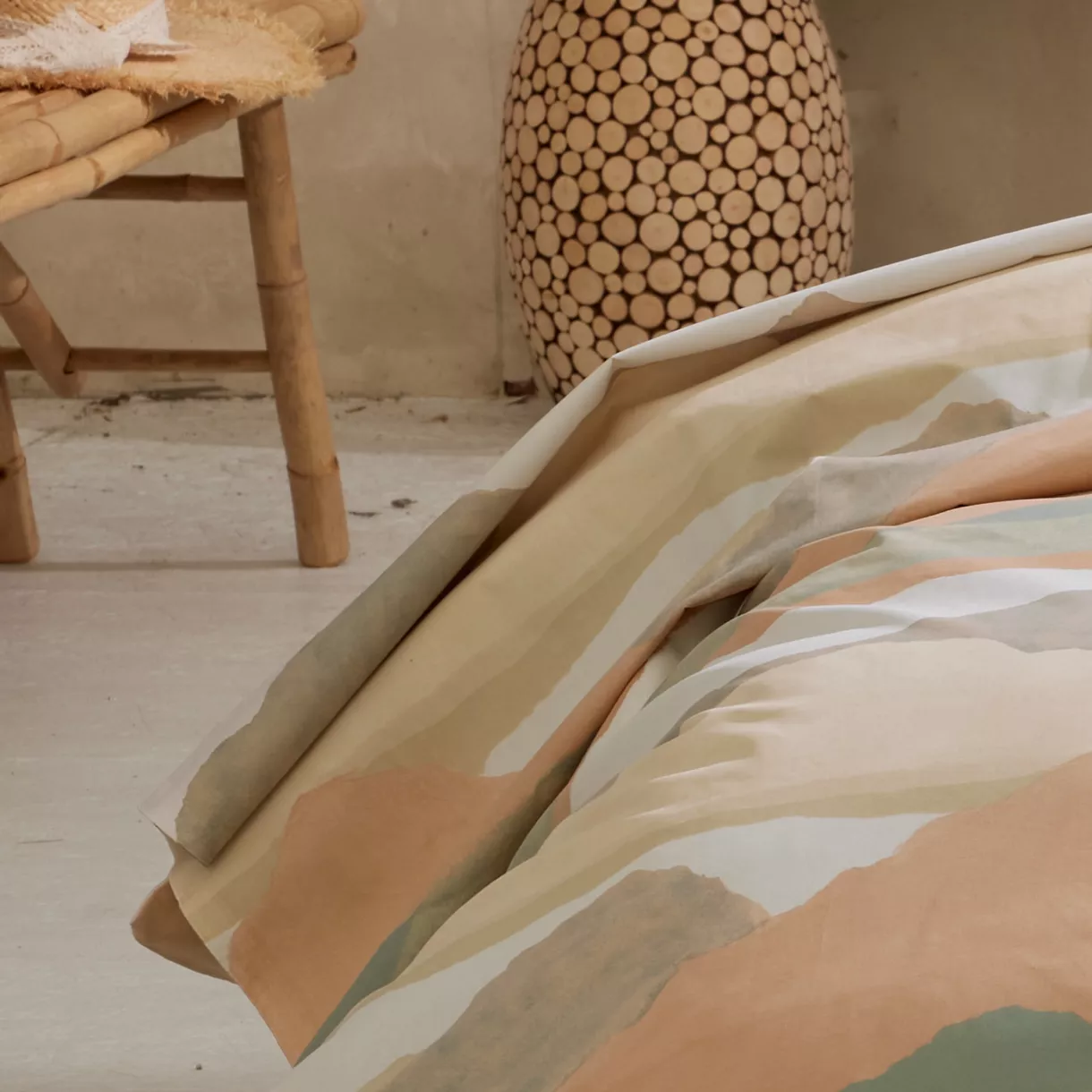 eminza Drap plat percale de coton (240 x 310 cm) Land Beige Craie