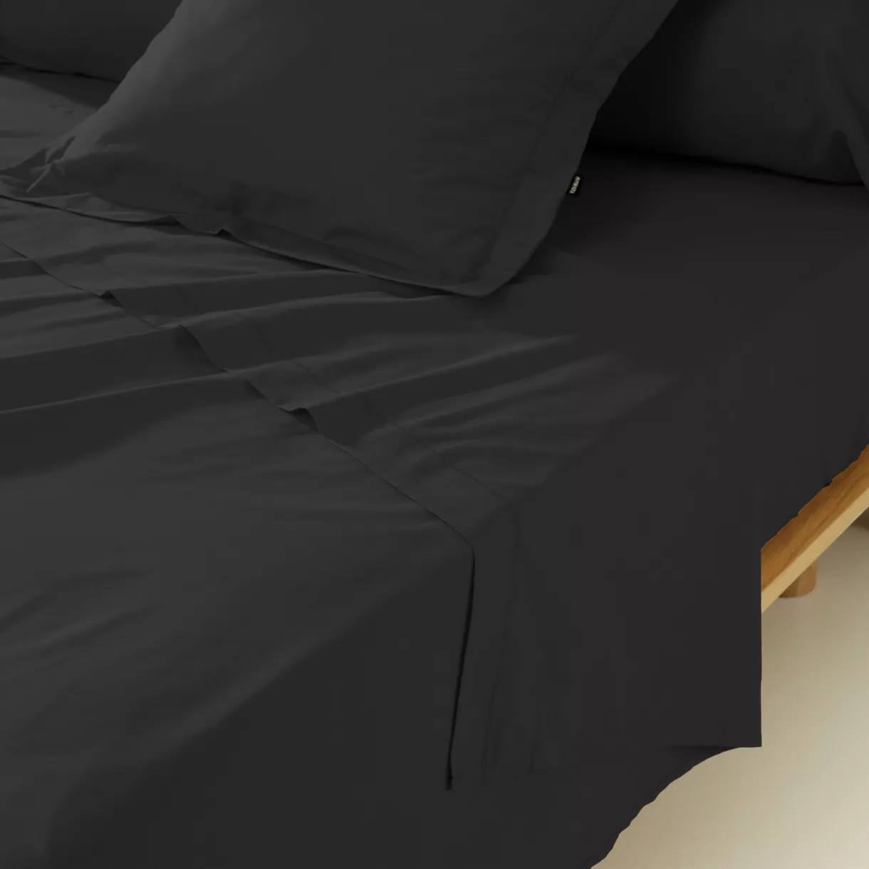 eminza Drap plat percale de coton (270 x 300 cm) Cali Noir