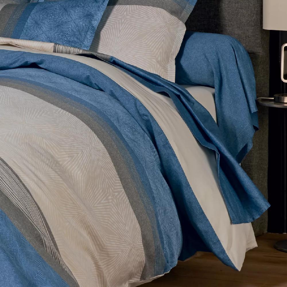 eminza Drap plat satin de coton (240 x 310 cm) Tiago Bleu