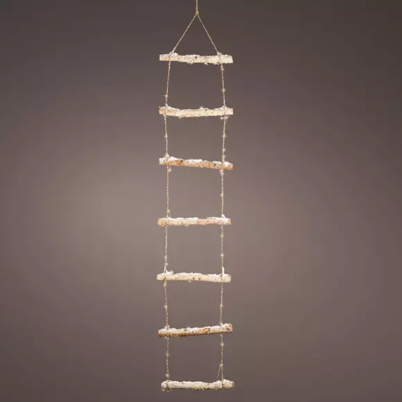 Eminza Echelle En Bois Lumineuse à Piles (H150 Cm) Givrée