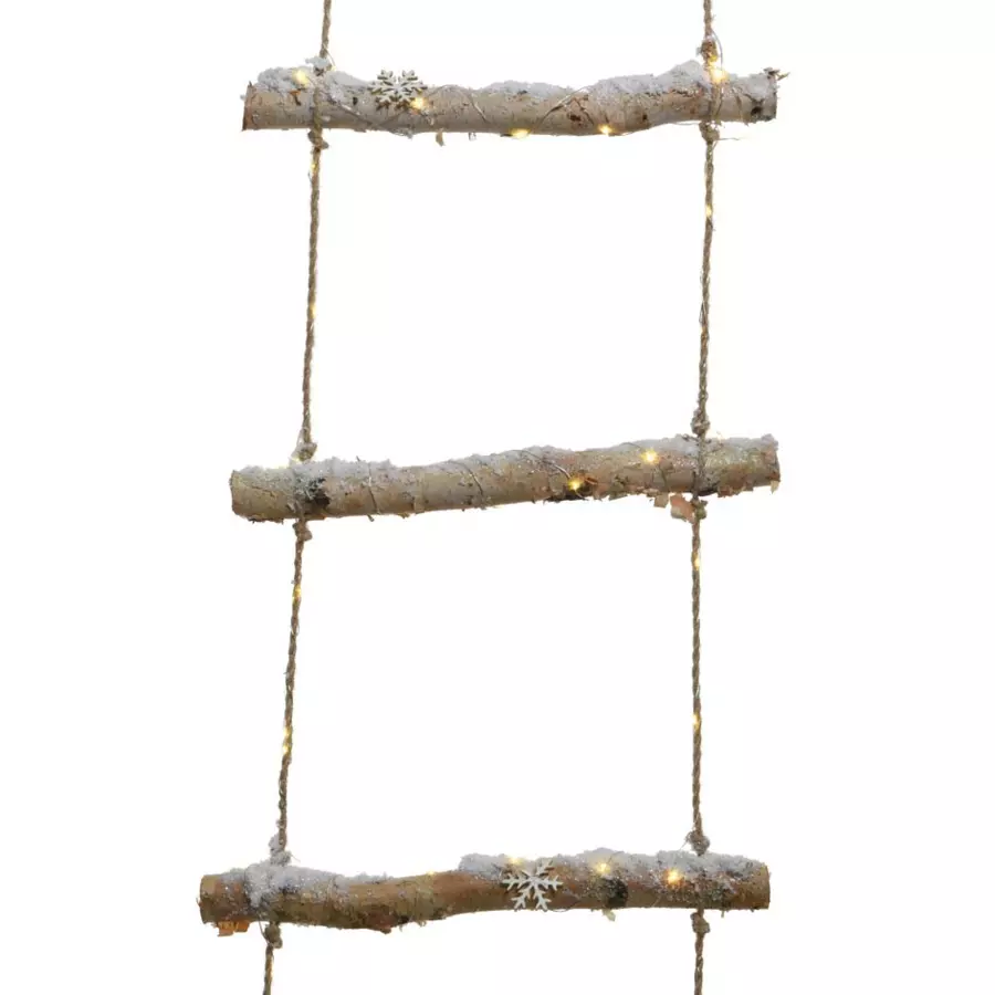 Eminza Echelle En Bois Lumineuse à Piles (H150 Cm) Givrée