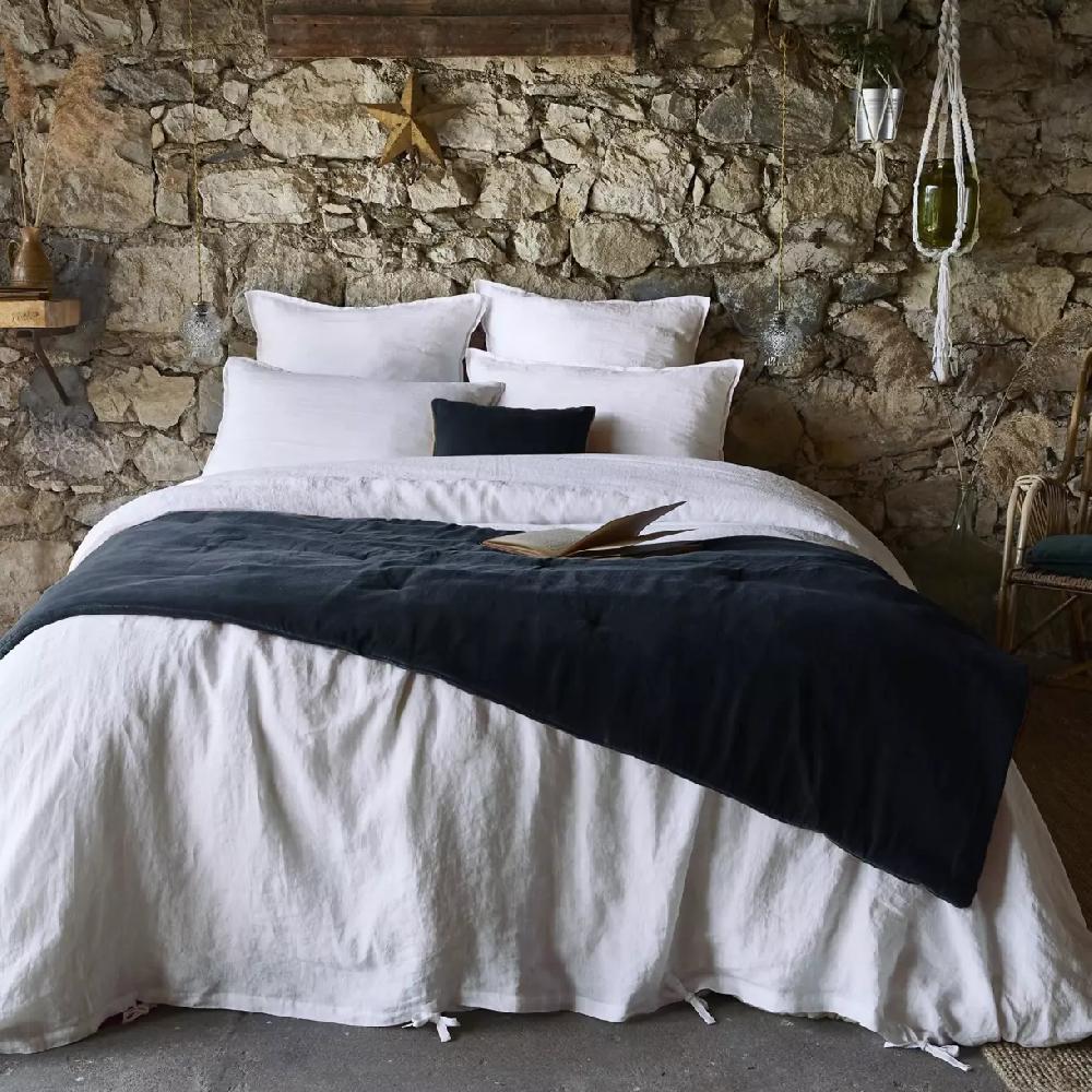 eminza Edredon velours de coton (90 x 200 cm) César Bleu nuit