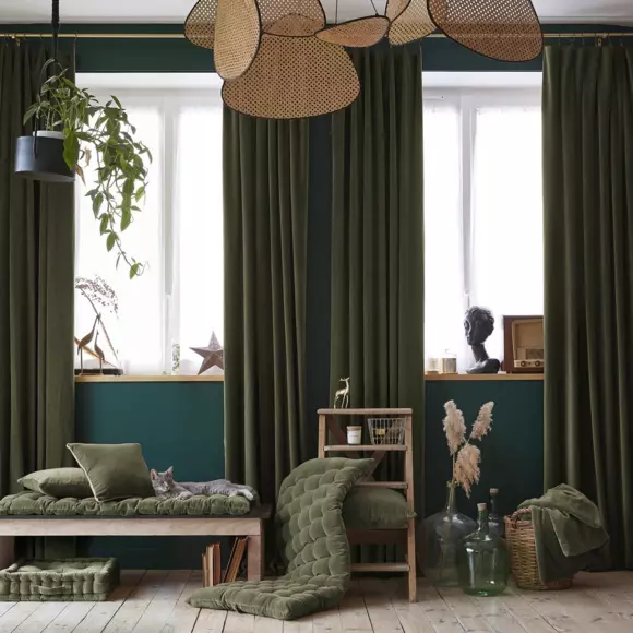 Eminza Edredon Velours De Coton (90 X 200 Cm) César Vert Thym