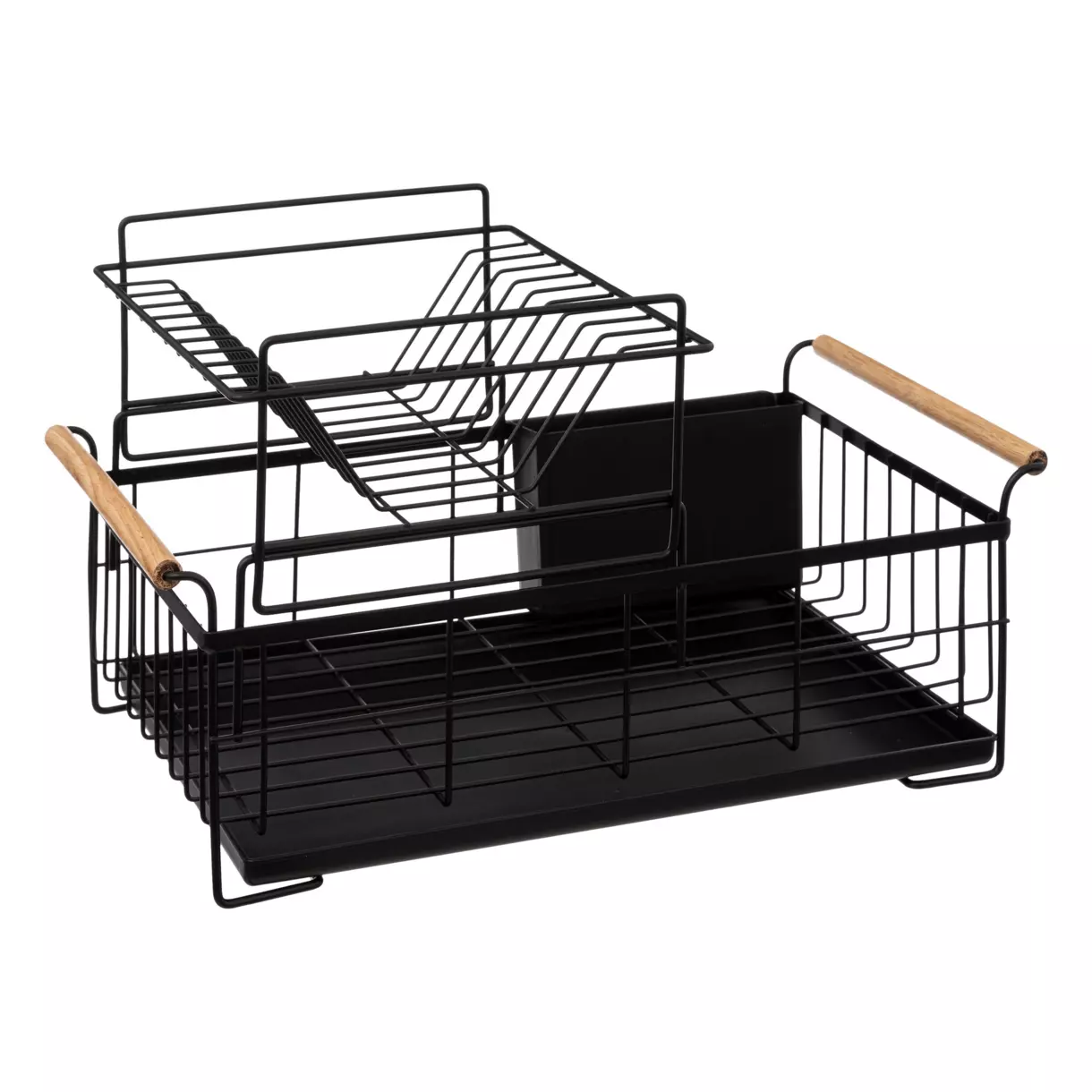 eminza Egouttoir de cuisine en métal 2 niveaux (48 x 28 cm) Blackwood Noir