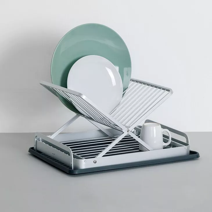 eminza Egouttoir de cuisine pliant en aluminium (44 x 31 cm) Splash Gris