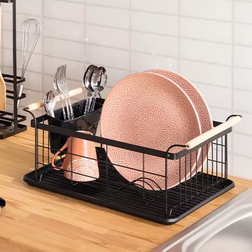 eminza Egouttoir en métal (46 x 32 cm) Blackwood Noir