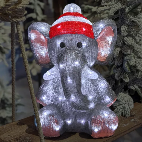 Eminza Éléphant Lumineux 70 LED (H46 Cm) Lulu Blanc Froid