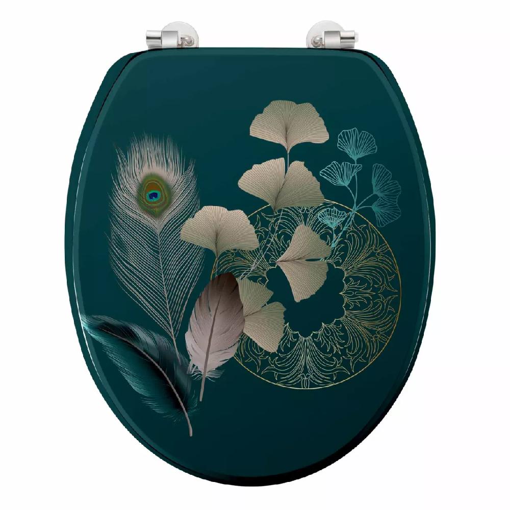 eminza Abattant WC bois (37 x 46 cm) Ginkoblue Bleu