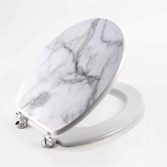 Eminza Abattant WC Bois (37 X 46 Cm) Marbre Gris