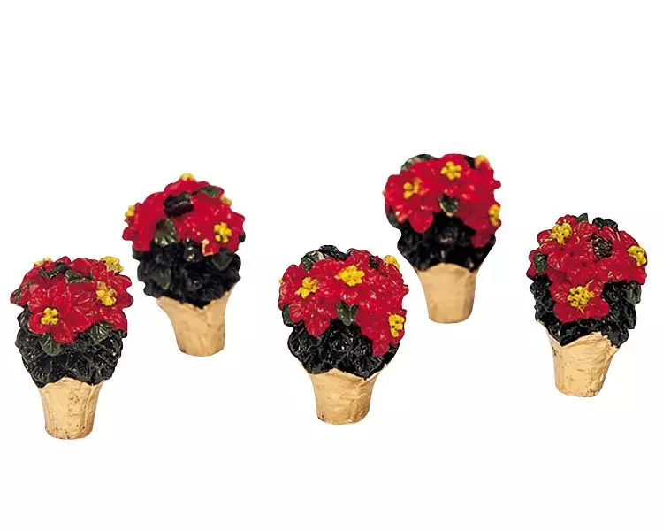 eminza Accessoire Lemax Lot de 5 Poinsettias