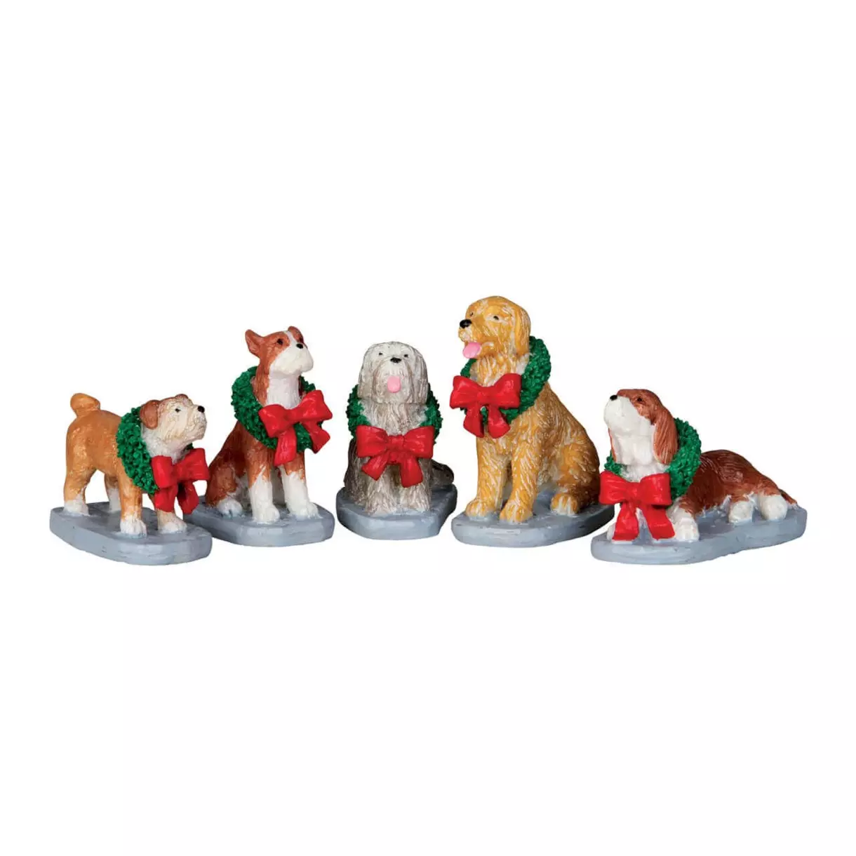 eminza Animaux Lemax Chiens de Noël
