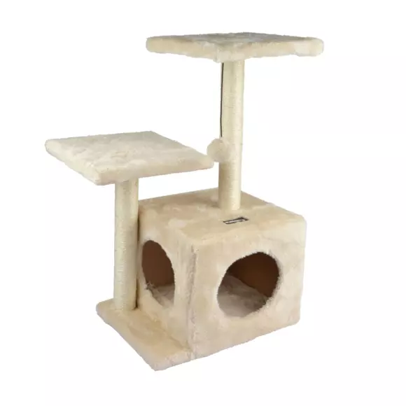 Eminza Arbre à Chat Avec Jouet Et Niche Ecru