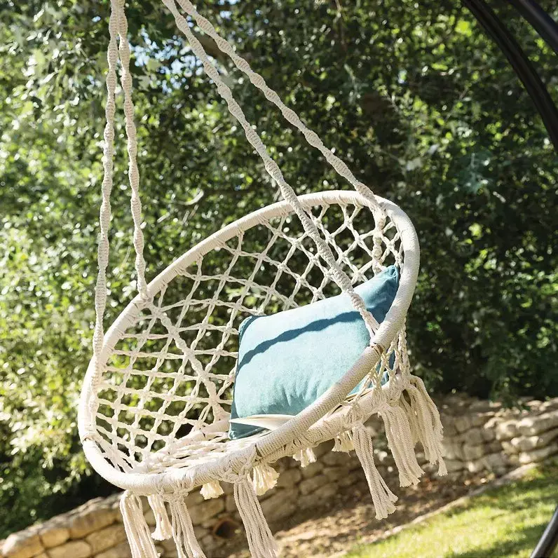 eminza Balancelle suspendue en corde Plumaya Ecru
