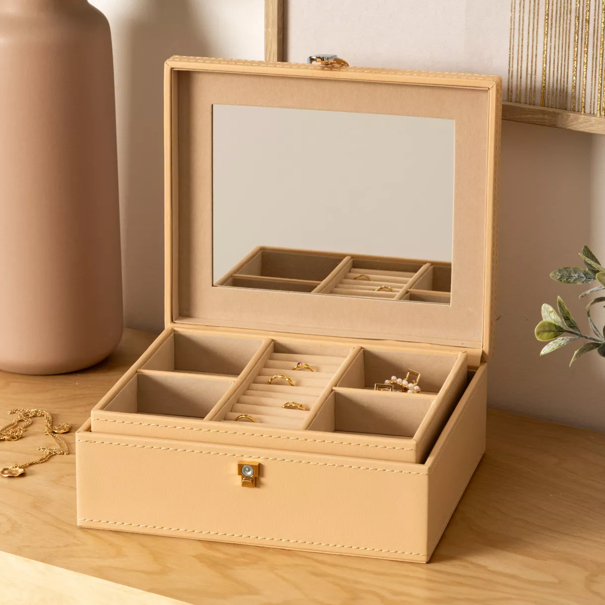 eminza Boîte à bijoux (H20 5 cm) Hanifa Beige