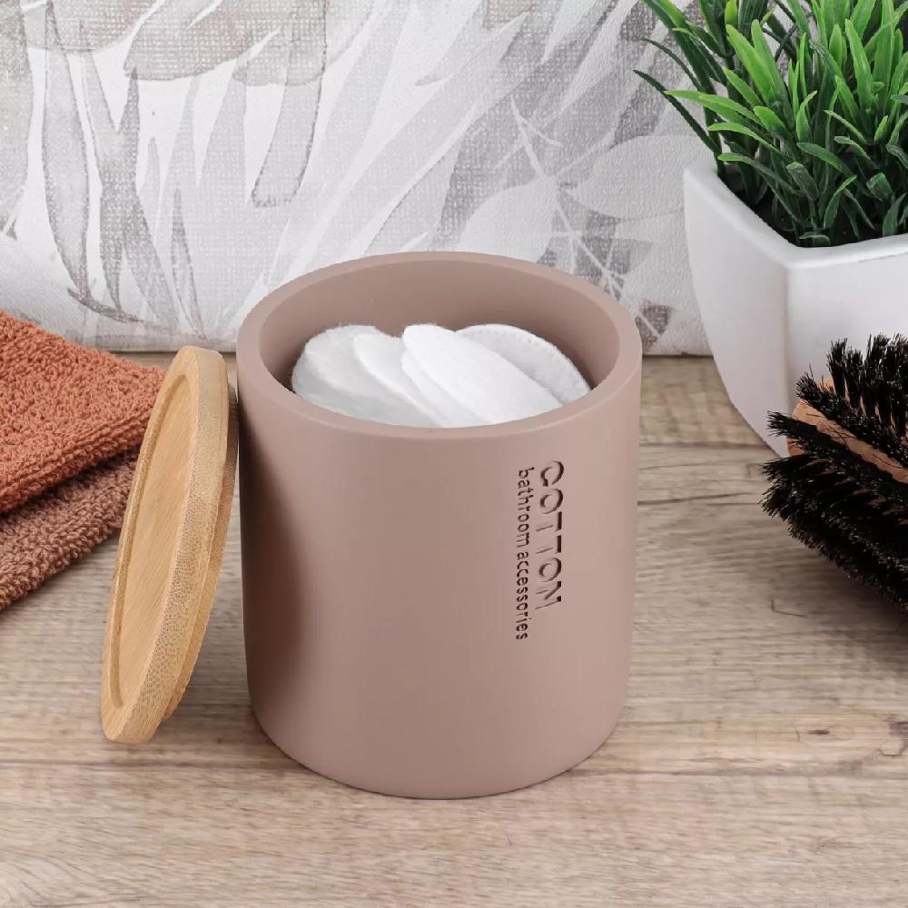 eminza Boite à coton Purebamboo Cappuccino