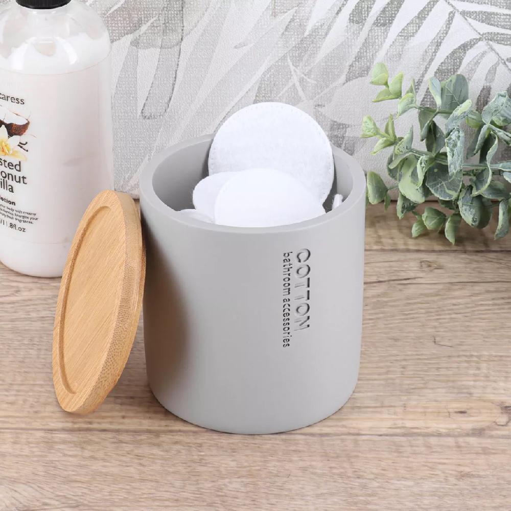 eminza Boite à coton Purebamboo Gris clair