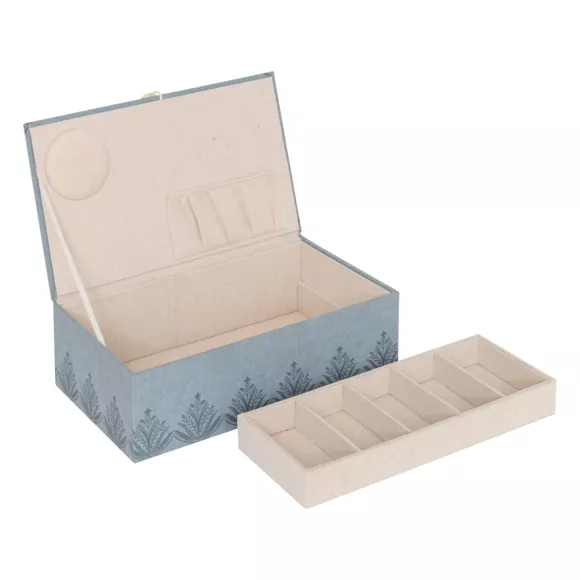 Eminza Boite à Couture Bois (30 X 10 Cm) Wild Bleue