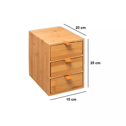Eminza Boite Bambou 3 Tiroirs (H25 Cm) Sury Naturel