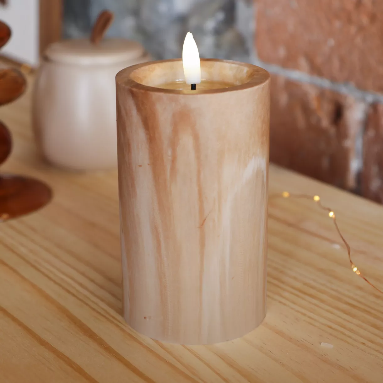 eminza Bougie à piles LED (H12 cm) Emma Marron