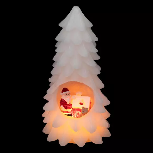 Eminza Bougie LED (H20 Cm) Sapin Et Père Noël Blanc
