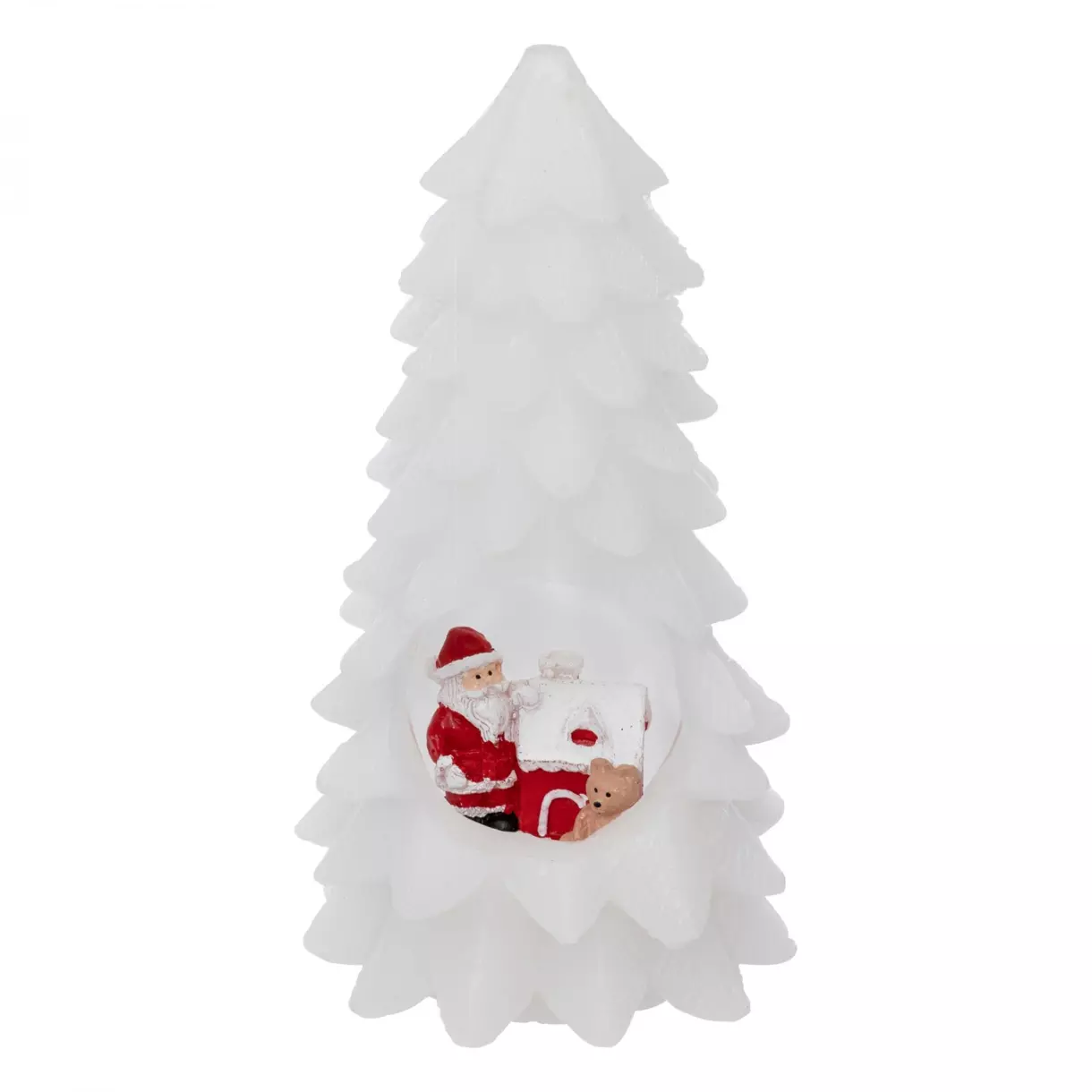 eminza Bougie LED (H20 cm) Sapin et Père Noël Blanc