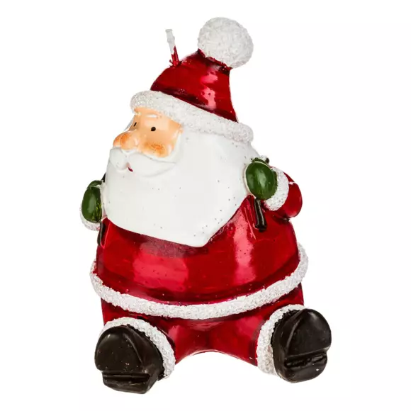 Eminza Bougie Père Noël Assis (H9 Cm) Rouge