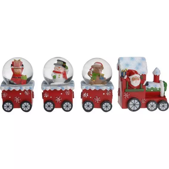 eminza Boule à neige (H8 cm) Train de Noël Happy